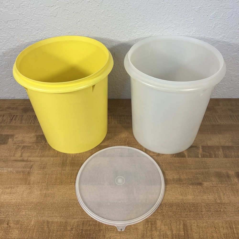 Vintage Rare Tupperware 2 Gallon 9-Quart Yellow & Clear Canister 255-5 1 Lid